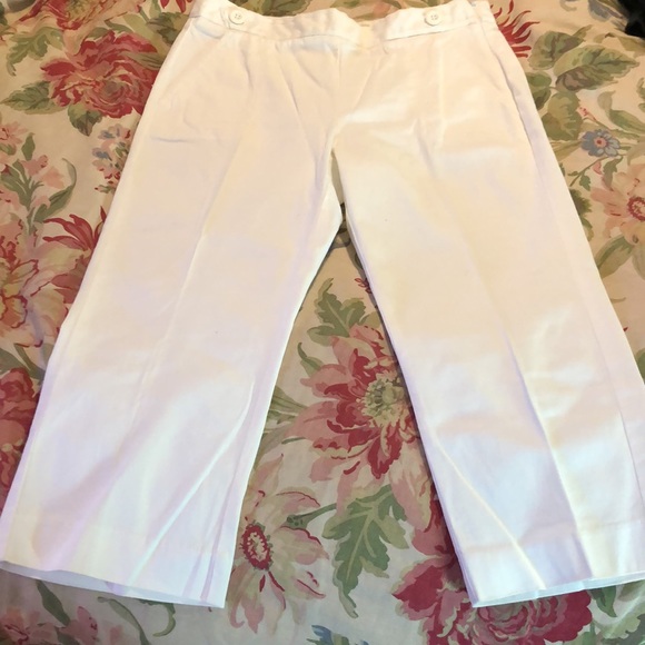 TALBOTS sz 4 Petite Crop Cotton Spandex Side-Zip Button detail Nautical $109 NEW - Picture 4 of 16